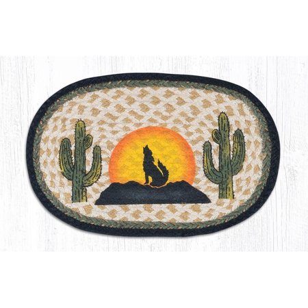 CAPITOL IMPORTING CO 10 x 15 in. Jute Oval Coyote Silhouette Printed Swatch 81-469CS